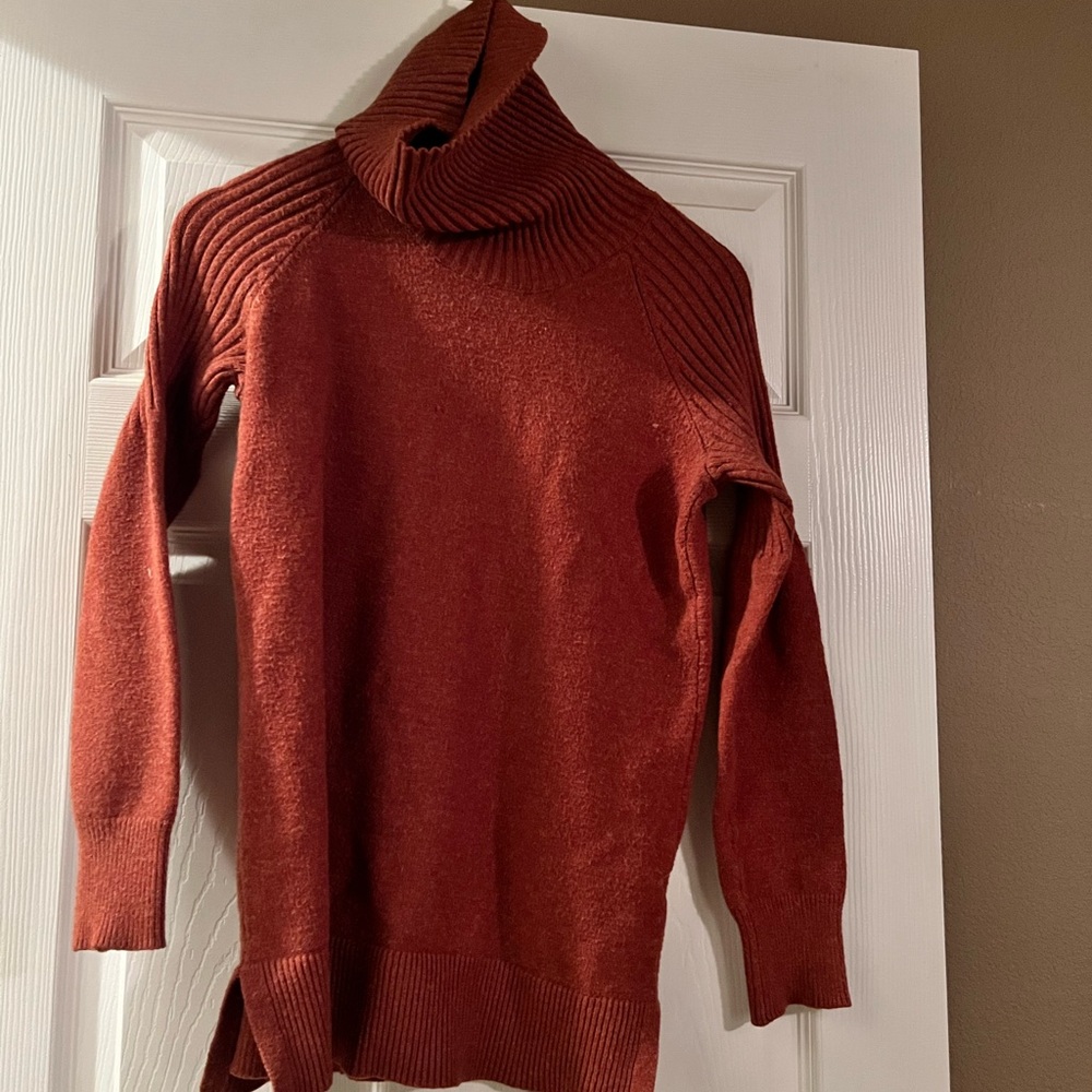 Time and Tru Women's Cowl Neck Sweater in Deep Rust